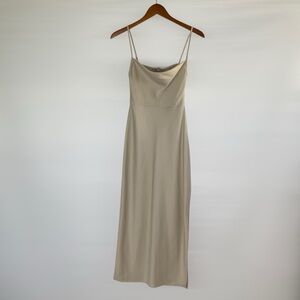 SACHIN &‎ BABI Cali Satin Cowl Drape Neck Maxi Dress in Oyster Bridesmaid Size 0